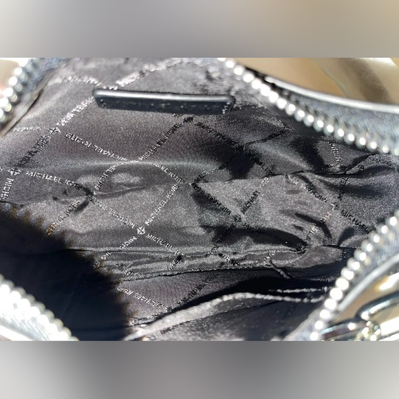 NWT Michael Kors Pebble Leather Cora Pouchette - Black with Silver Hardware - Picture 11 of 15